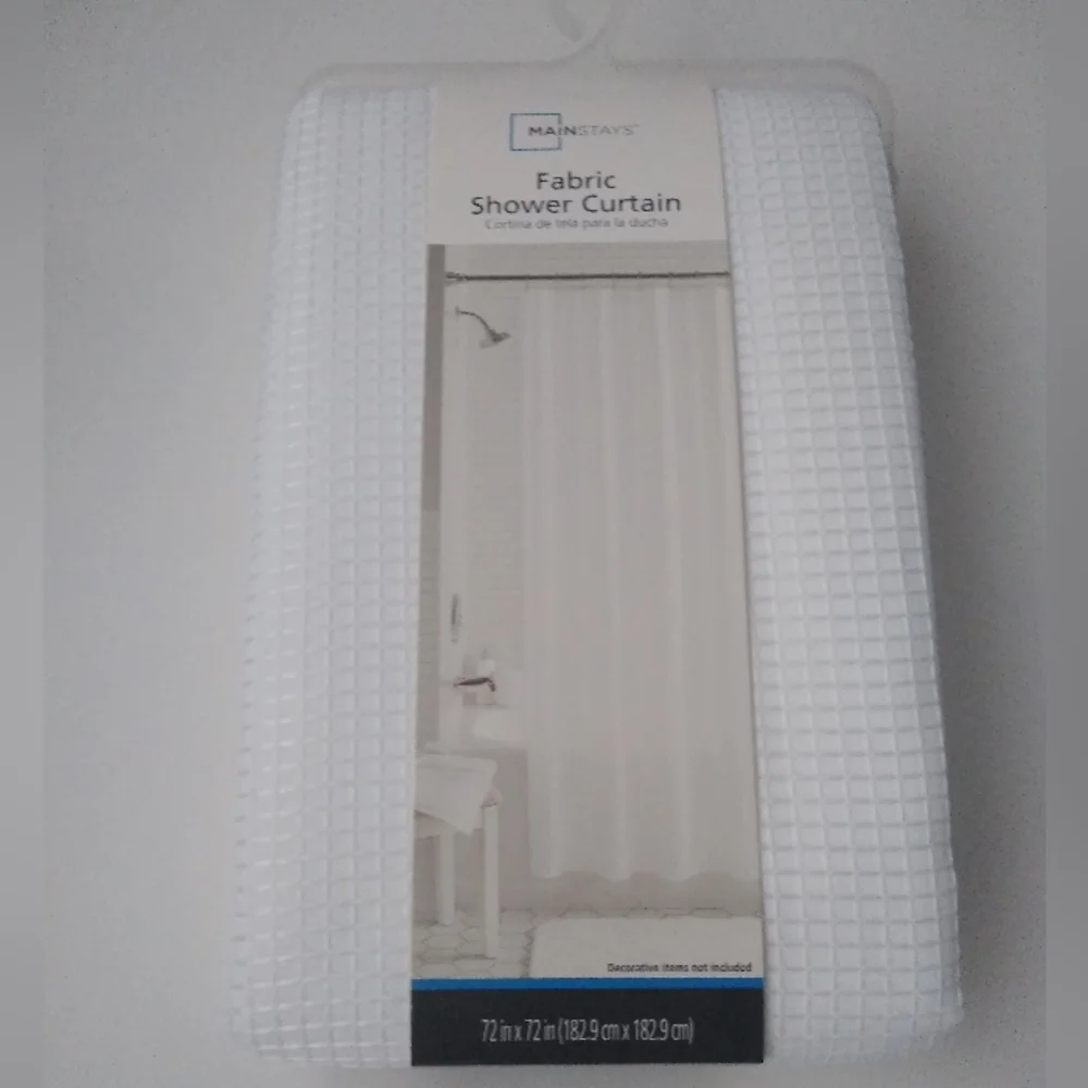 Mainstays Fabric Shower Curtain Waffle White 72x72